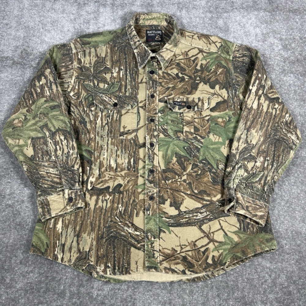 Vintage Rattlers‎ Brand Shirt Men's XL Realtree Camo Chamois Long Sleeve Hunting